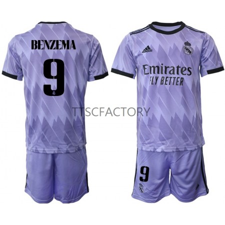 Real Madrid Karim Benzema 9 Kinder Auswärts Trikotsatz 2022/23 Kurzarm